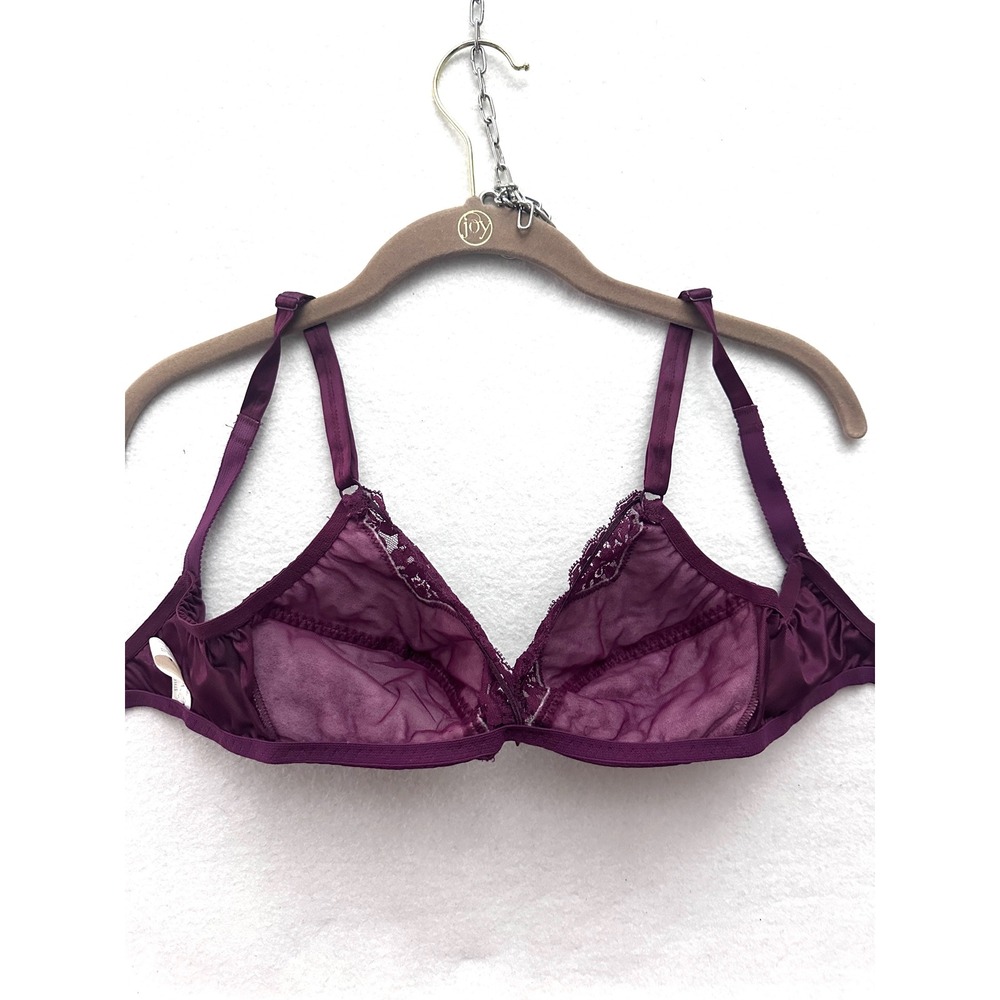 Vintage Vassarette Lace Bra 32C Tap Shorts Sz 4 Set Plum Purple Burgundy Wine - Picture 8 of 10
